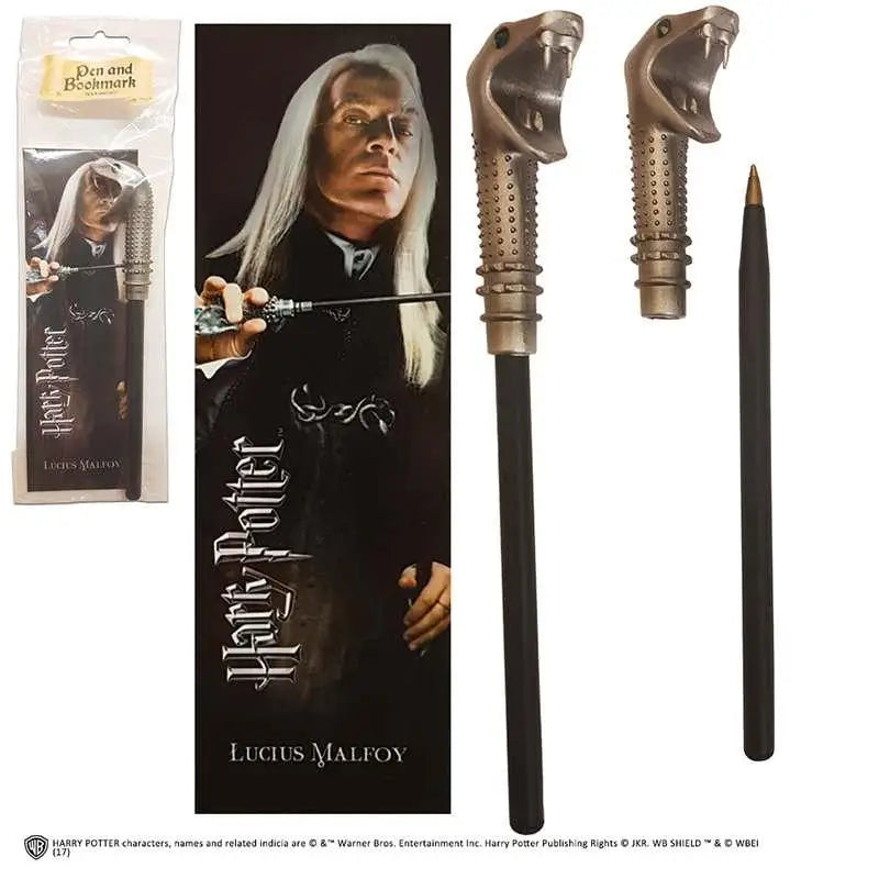 Lucius Malfoy trollstav penna med silverormhuvud och texturerat grepp