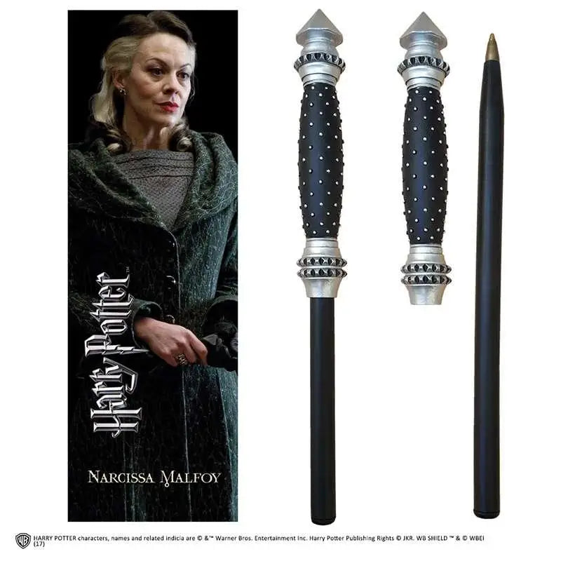 Svart trollstav med silverdetaljer och knoppad grepp, Harry Potter Narcissa