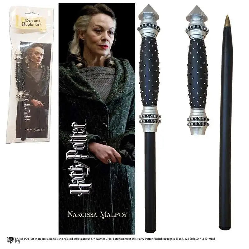 Svart penna och bokmärke med silverkant, svartpärlor, Harry Potter Narcissa