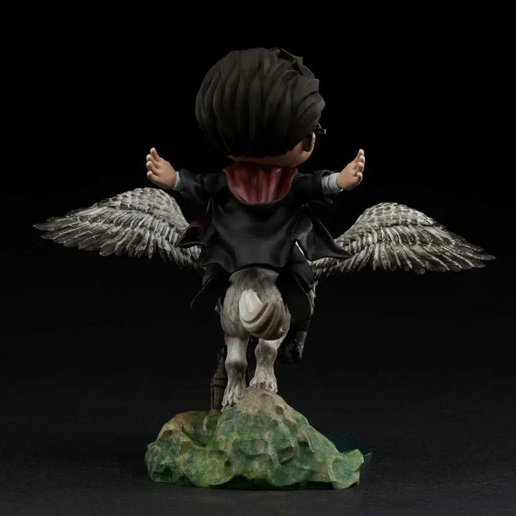 Chibi Harry Potter-figur med glasögon på Buckbeak, grön bas
