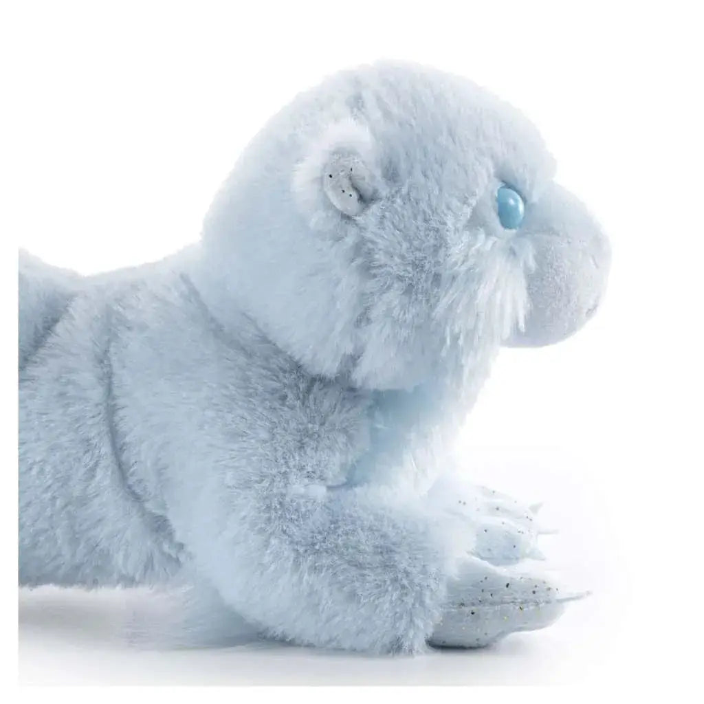 Mjuk ljusblå plyschpolarräv med glitterpäls och glödande blå öga, Harry Potter Otter Small Patronus Plush