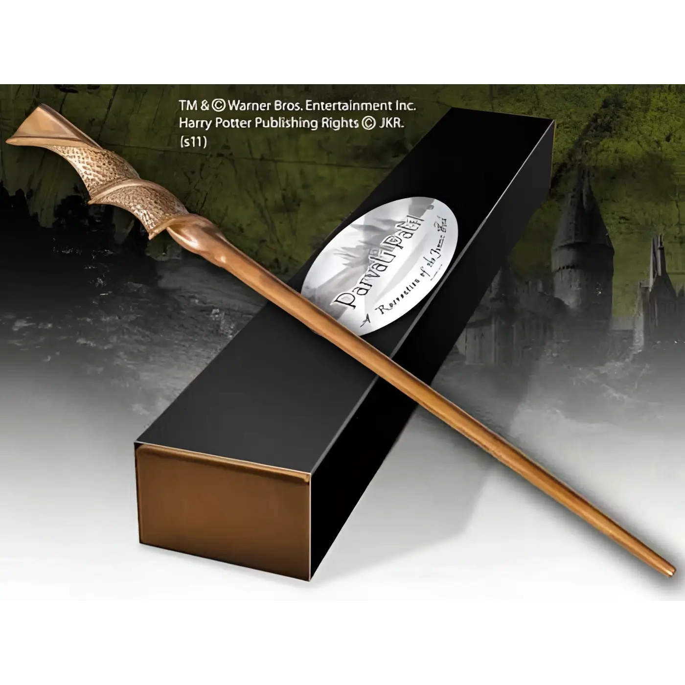 Guld Harry Potter Parvati Patil trollstav med utsmyckad handtag i svart förpackning