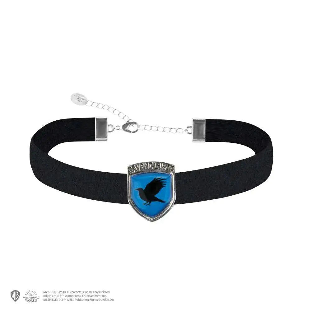 Svart sammetshalsband med Ravenclaw-emblem och korp för Harry Potter