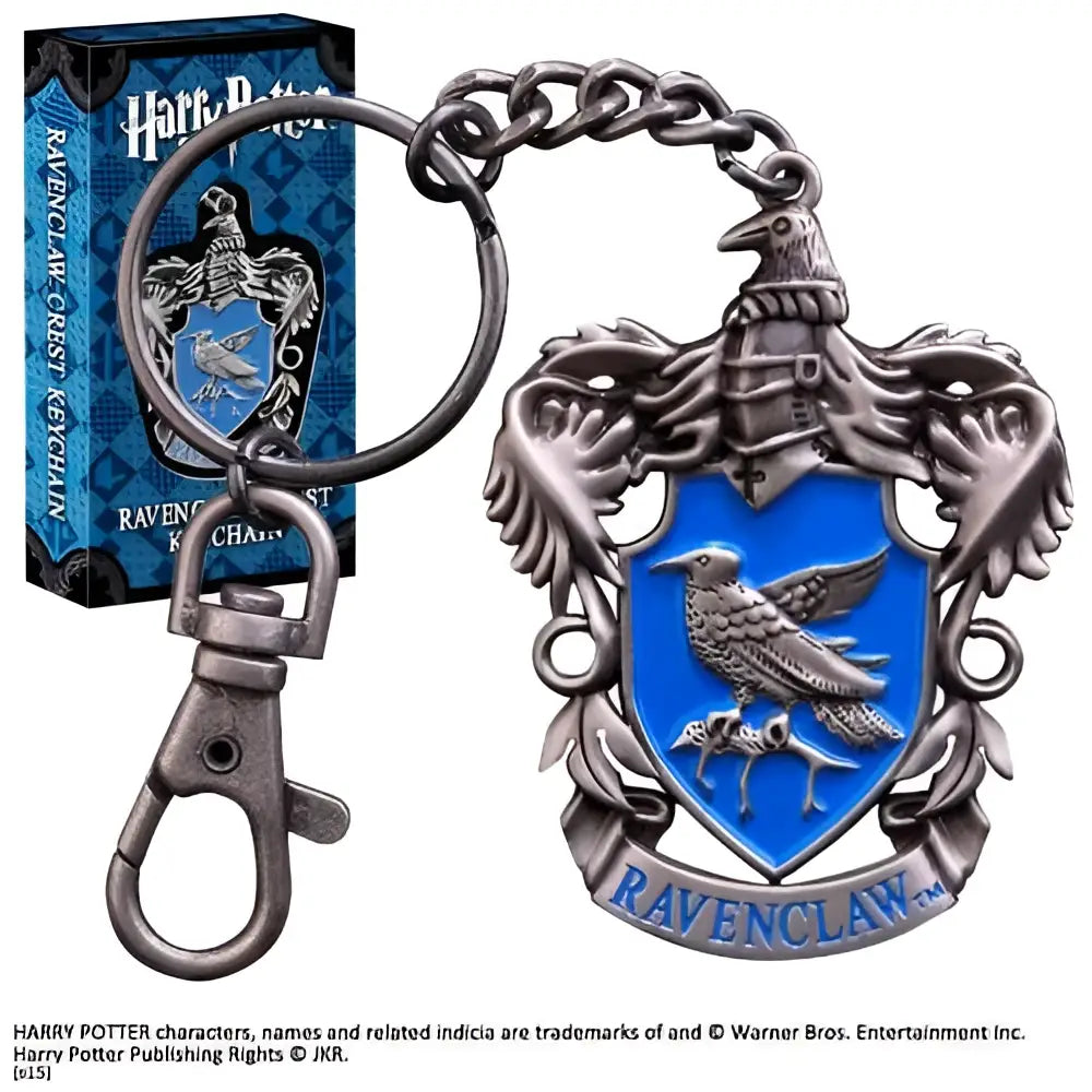 Silver Ravenclaw-nyckelring med blå sköld, örn och Ravenclaw-text