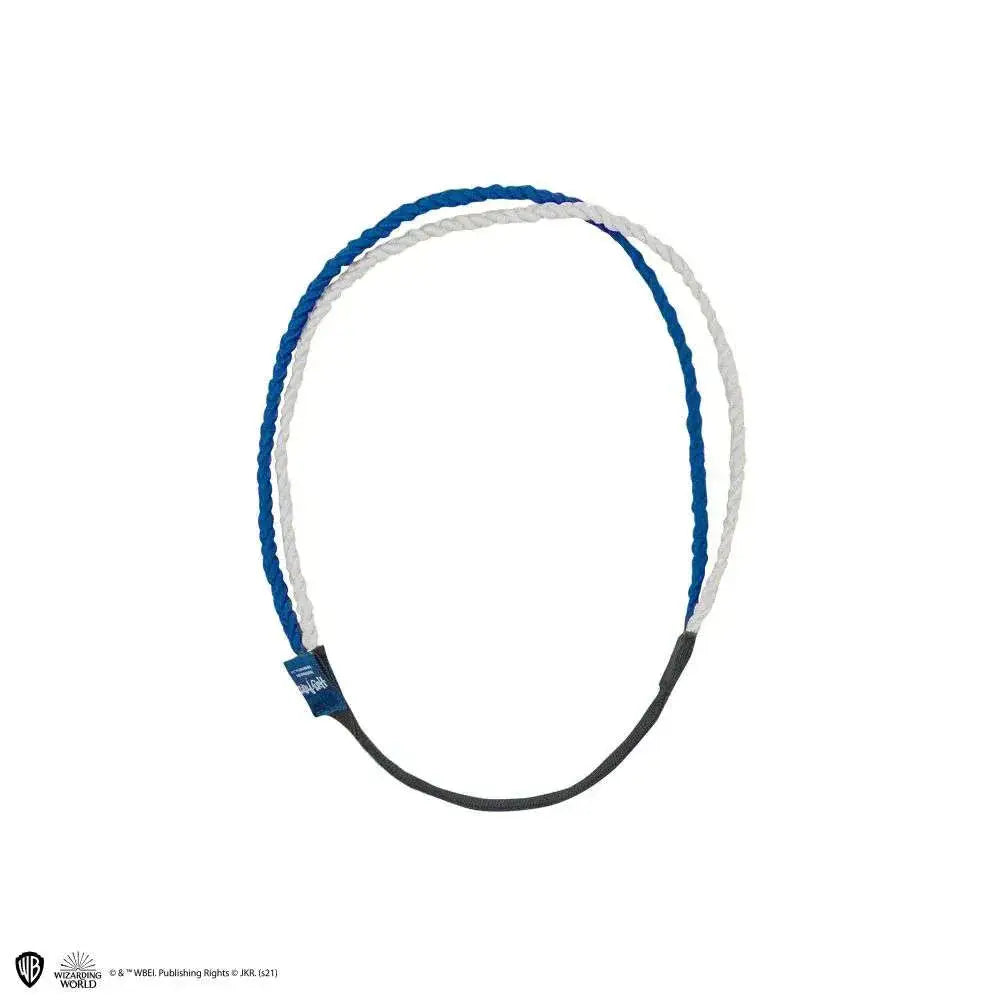 Blått och vitt flätat rep-huvudband med svart elastisk band, Ravenclaw-set