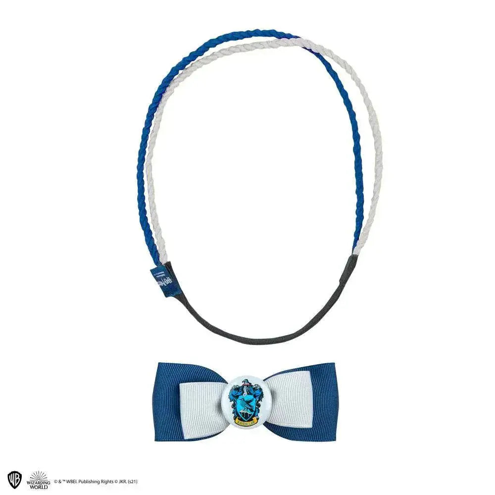 Blått och vitt flätat Ravenclaw-huvudband med emblem-bowtie