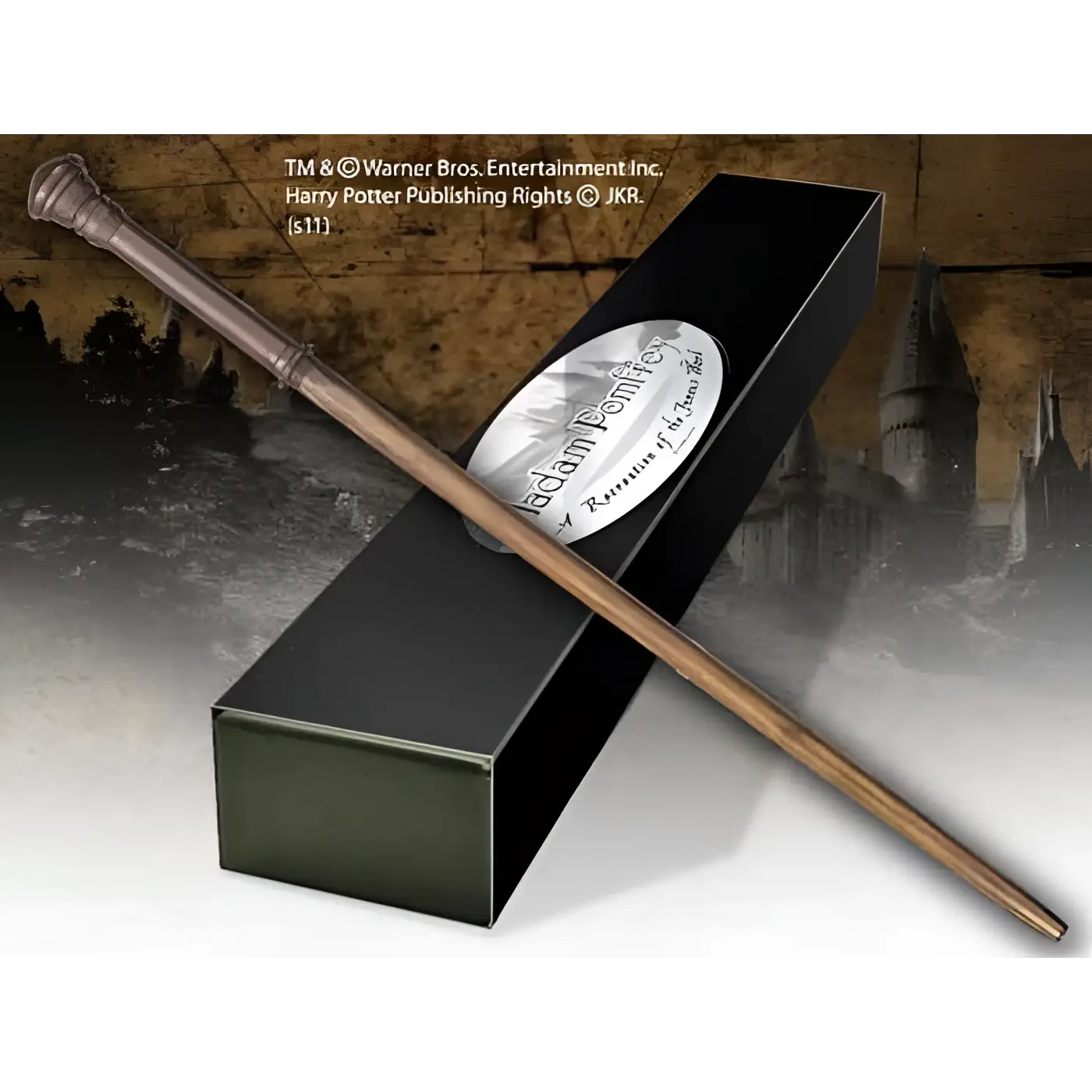 Trästav med silverbelagd ända, ingraverad text, Harry Potter Madame Pomfrey 8278