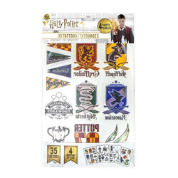 Harry Potter tatueringsset med 35 tillfälliga tatueringar av Hogwarts emblem