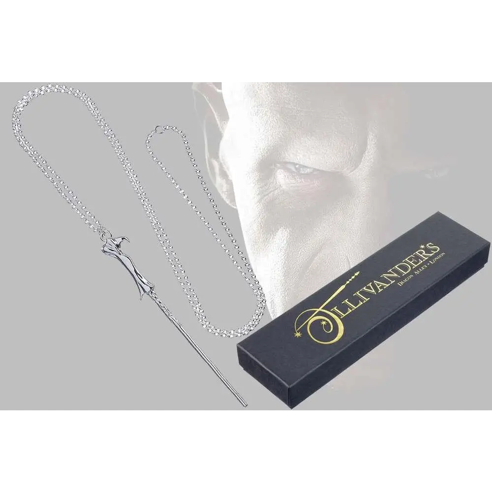 Silvert trollstav-halsband i metall med avlång design och kedja