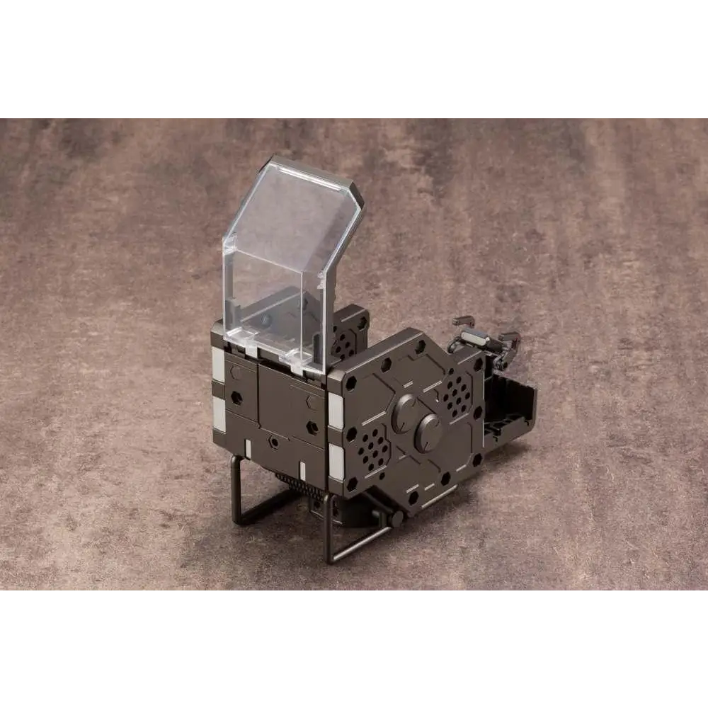 Mörkgrå metallmodell av futuristiskt vapen med transparent plastöverdrag i Hexa Gear Booster Pack 004 - Multi Pod