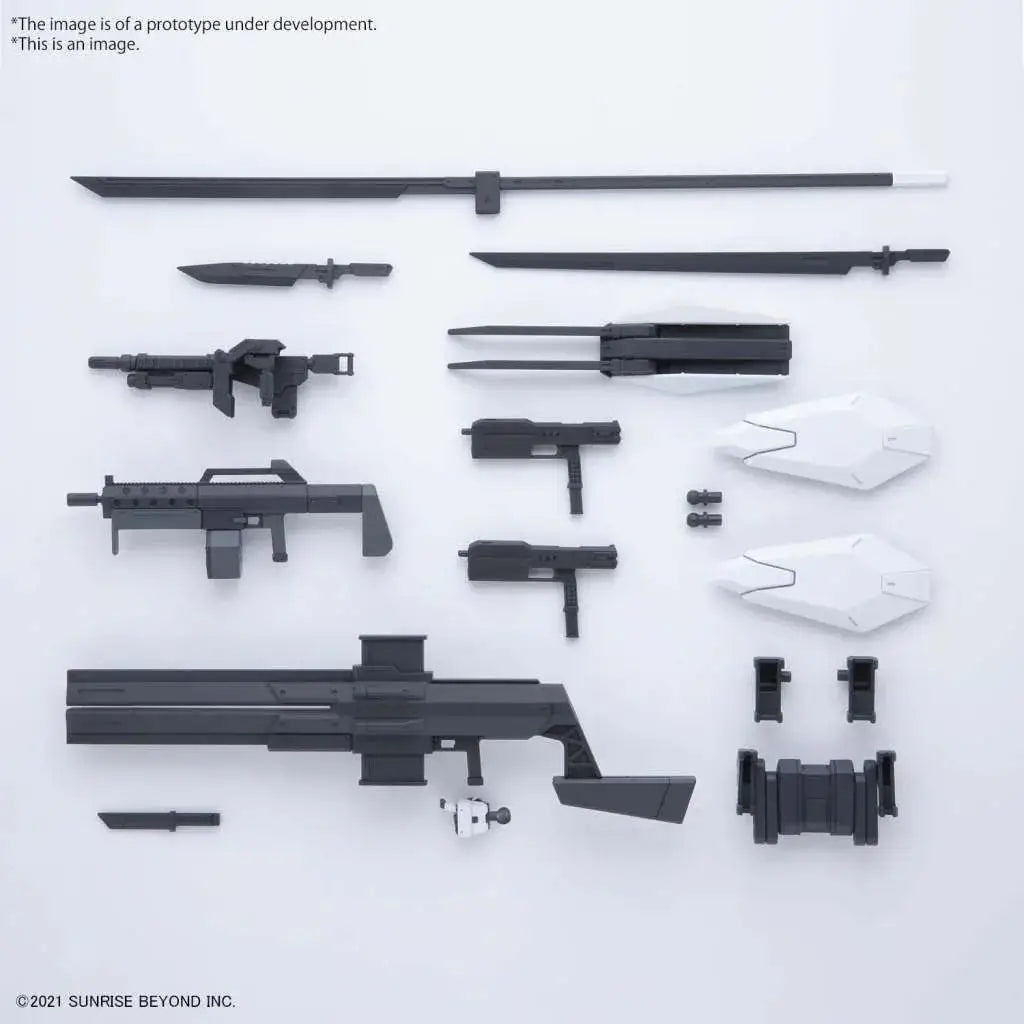 Svartvita plastmodellkit-tillbehör för Gundam-figur i HG Amaim Warrior A/T Border Vapenset