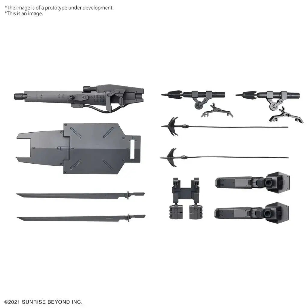 Grå plastvapen och svärdtillbehör för HG Amaim Weapon Set 3 i skala 1/72