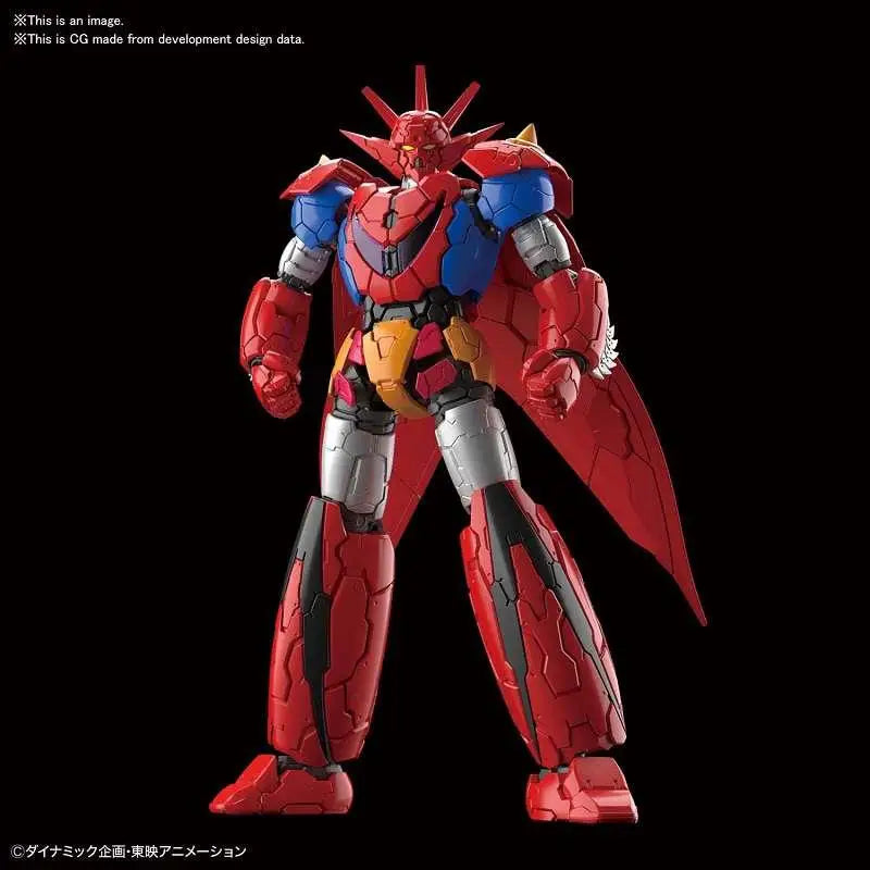HG Getter Dragon Infinitism 1/144 byggsats: röd, blå och gul robot i rustning med silverleder och svarta accenter