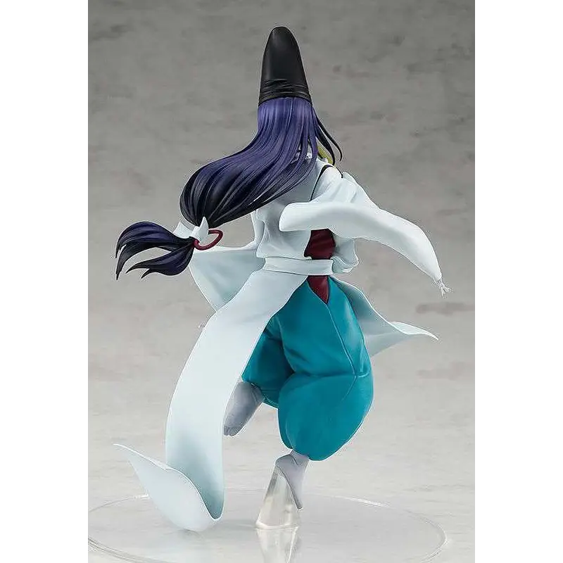 Detaljerad figur av Fujiwara-no-Sai från Hikaru no Go med lila hår och vit mantel