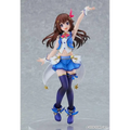 Blå och vit Hololive Tokino Sora animefigur med brunt hår och guldaccenter