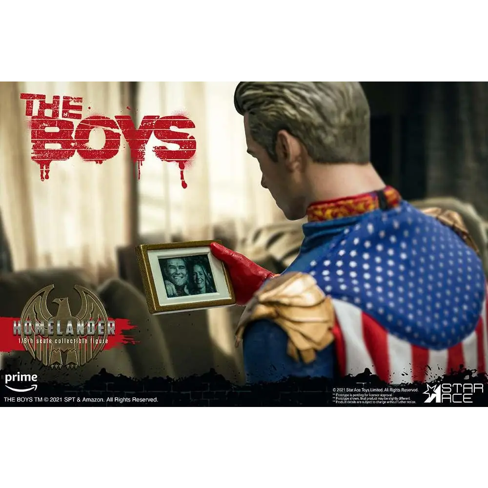 Homelander 1/6 figur från The Boys i blå, vit, röd dräkt med gulddetaljer