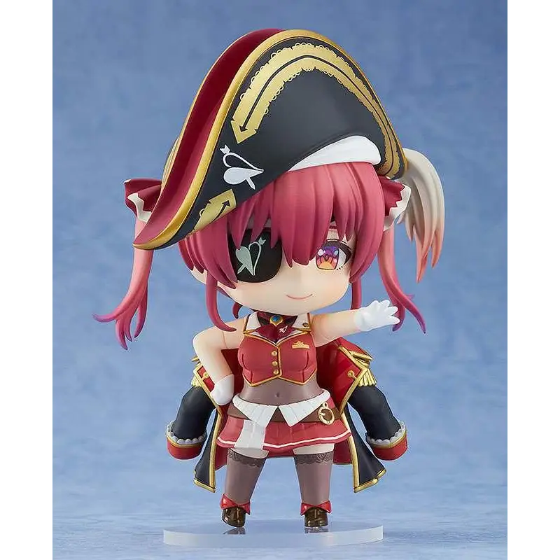 Röd-hårig piratfigur Houshou Marine Nendoroid från Hololive i svart-guld hatt