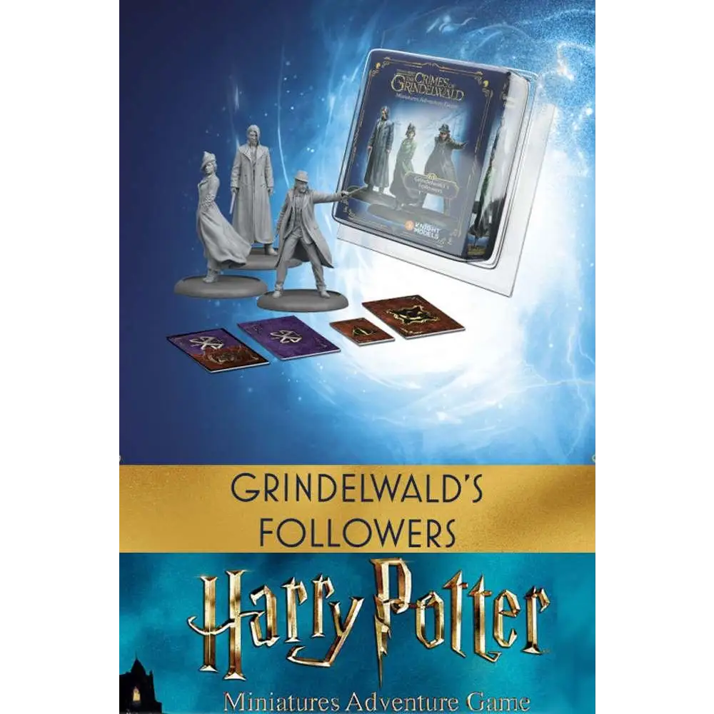 Grå resin miniatyrer av Grindelwalds följare från Harry Potter-spelet