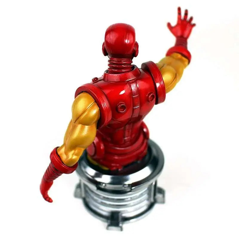 Röd och gul Iron Man-byst på silverbas, Marvel Collection