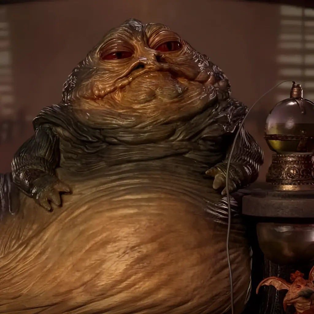 Detaljerad Jabba the Hutt-figur i 1/10-skala med realistisk textur