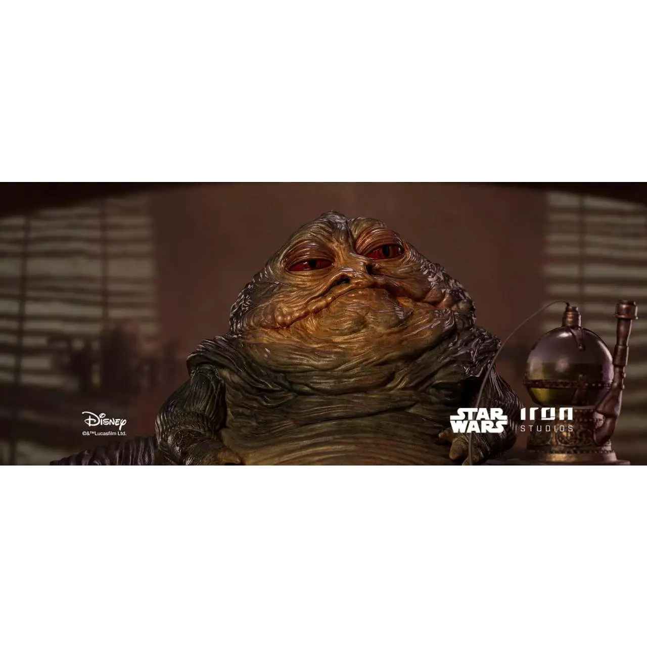Jabba the Hutt deluxe 1/10 staty med rödbrun hud och rynkig ansikte