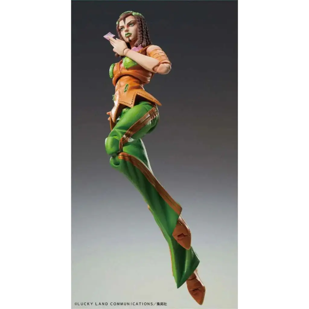 Grön och orange rustad JoJo’s Bizarre Adventure-figur av Costello Chozokado med flätat hår