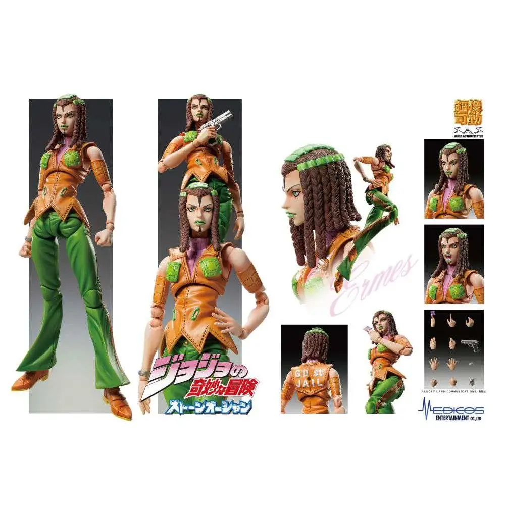 Orange och grön pansrad figur med flätat hår från JoJos Bizarre Adventure del 6, Costello Chozokado