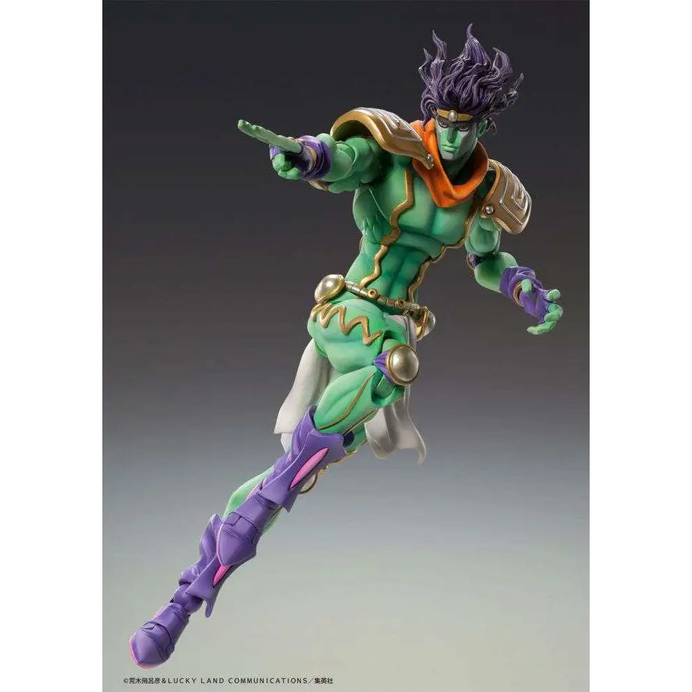JoJos Bizarre Adventure Star Platinum Chozokado figur med grön och lila färg, guldiga accenter, spikigt hår och dynamisk pose