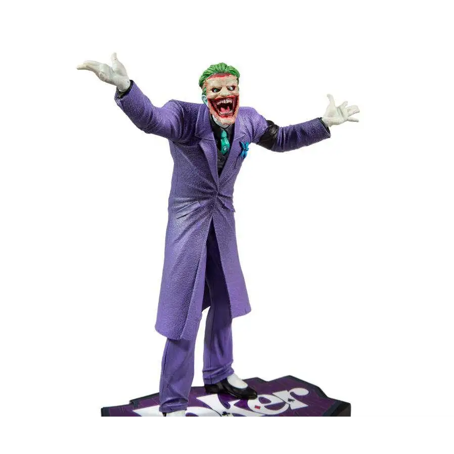 Lila Craze Capullo Joker-statyett med lila mantel, grönt hår och brett leende