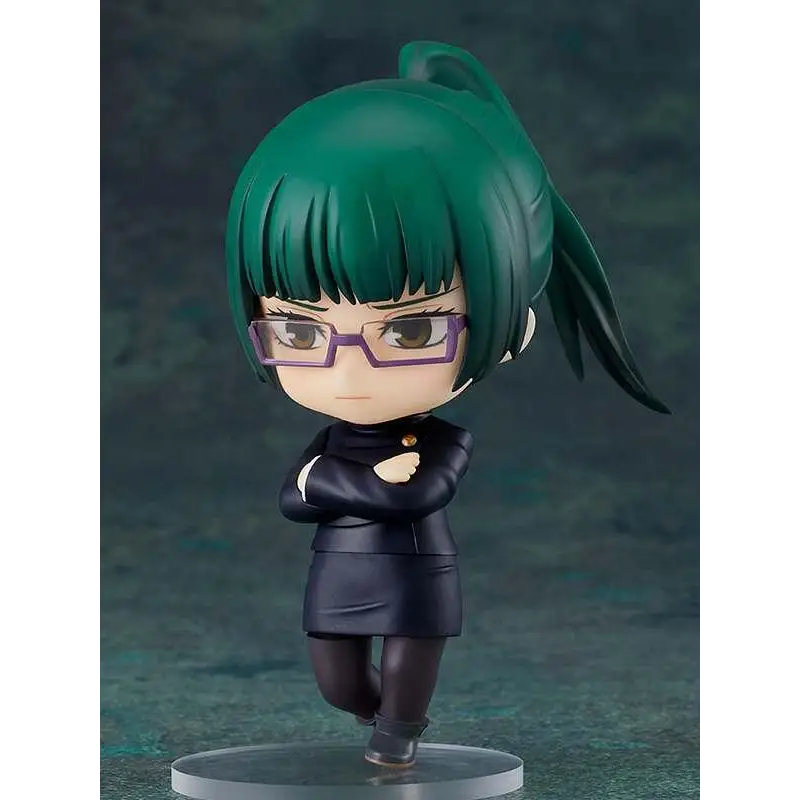 Chibi Jujutsu Kaisen Maki Zenin Nendoroid-figur med grönt hår och lila glasögon