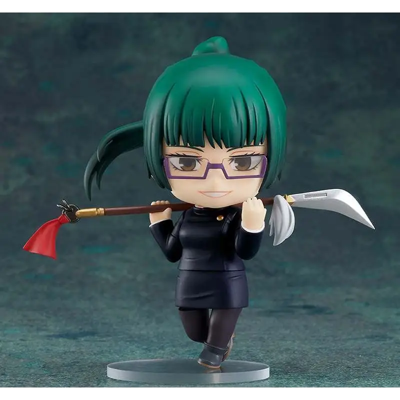 Jujutsu Kaisen Maki Zenin Nendoroid-figur med grönt hår och lie