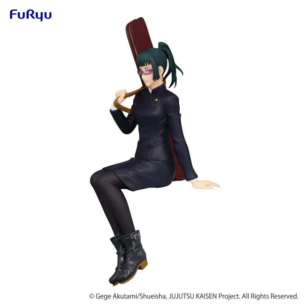 Jujutsu Kaisen Maki Zenin Noodle Stopper figur med mörkt grönt hår i hästsvans, lila glasögon och marinblå jacka