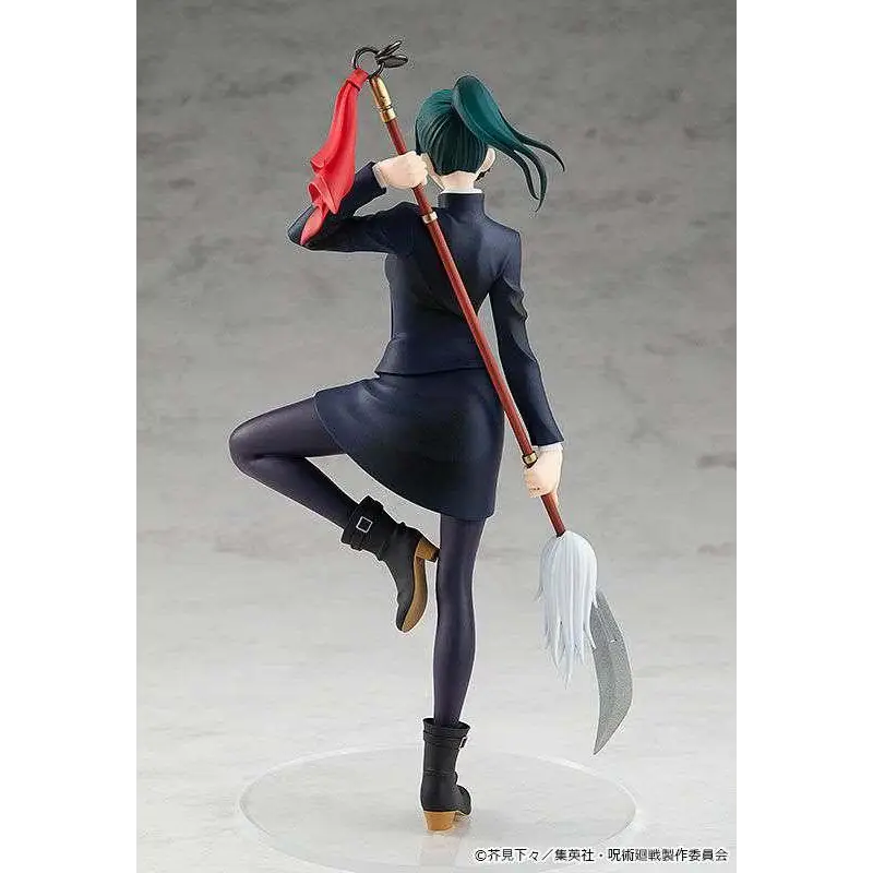Jujutsu Kaisen Maki Zen’in POP UP PARADE figurin med turkos hår i marinblå uniform