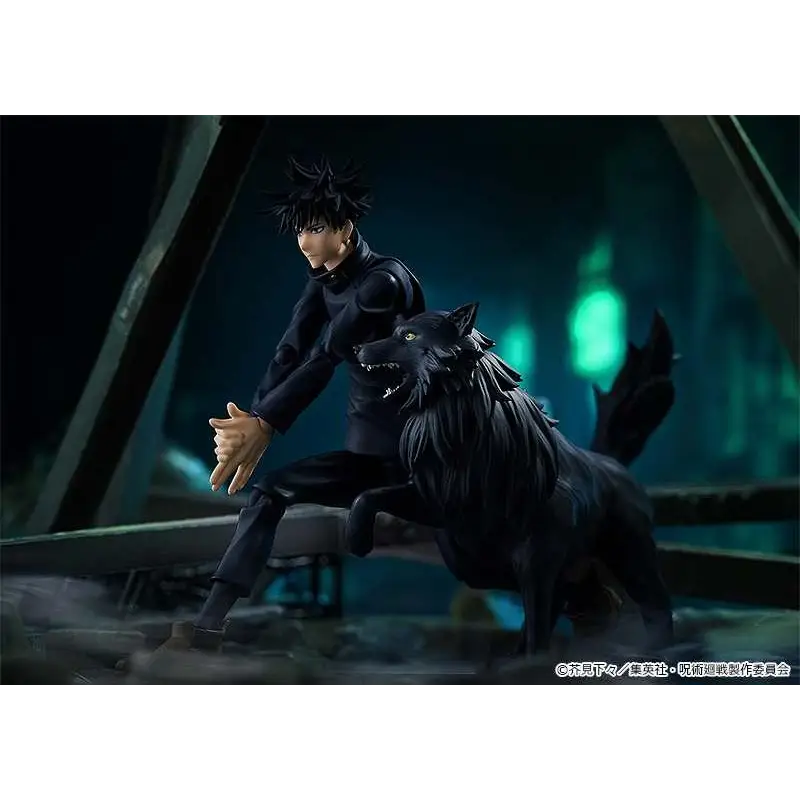 Svart figma-actionfigur av Jujutsu Kaisen Megumi Fushiguro med vargkompanjon