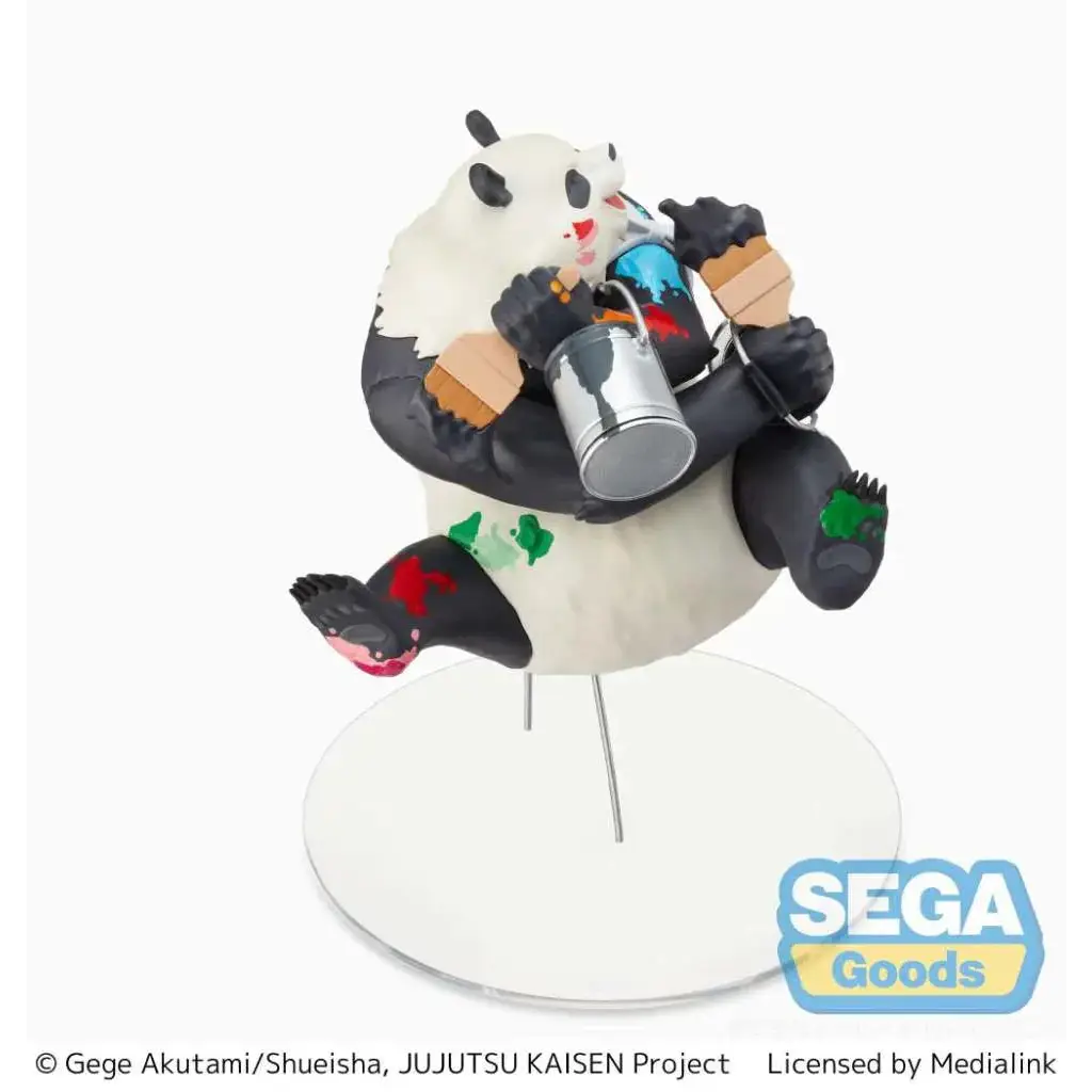 Jujutsu Kaisen Panda-figur i svartvitt med färgglaserad burk och tassar