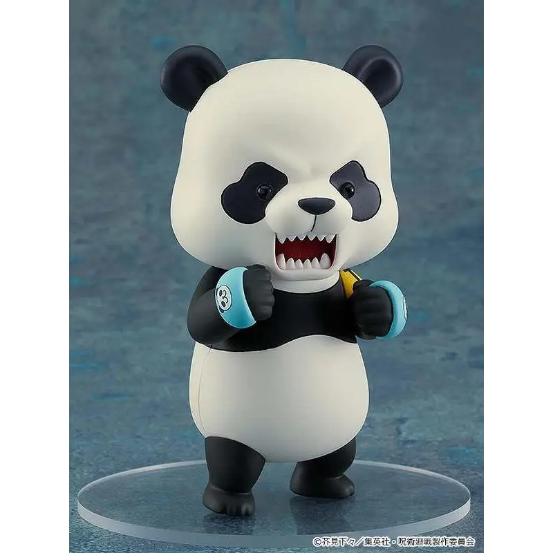 Söt figurin av Jujutsu Kaisen Panda Nendoroid, chibi-stil med blå armband