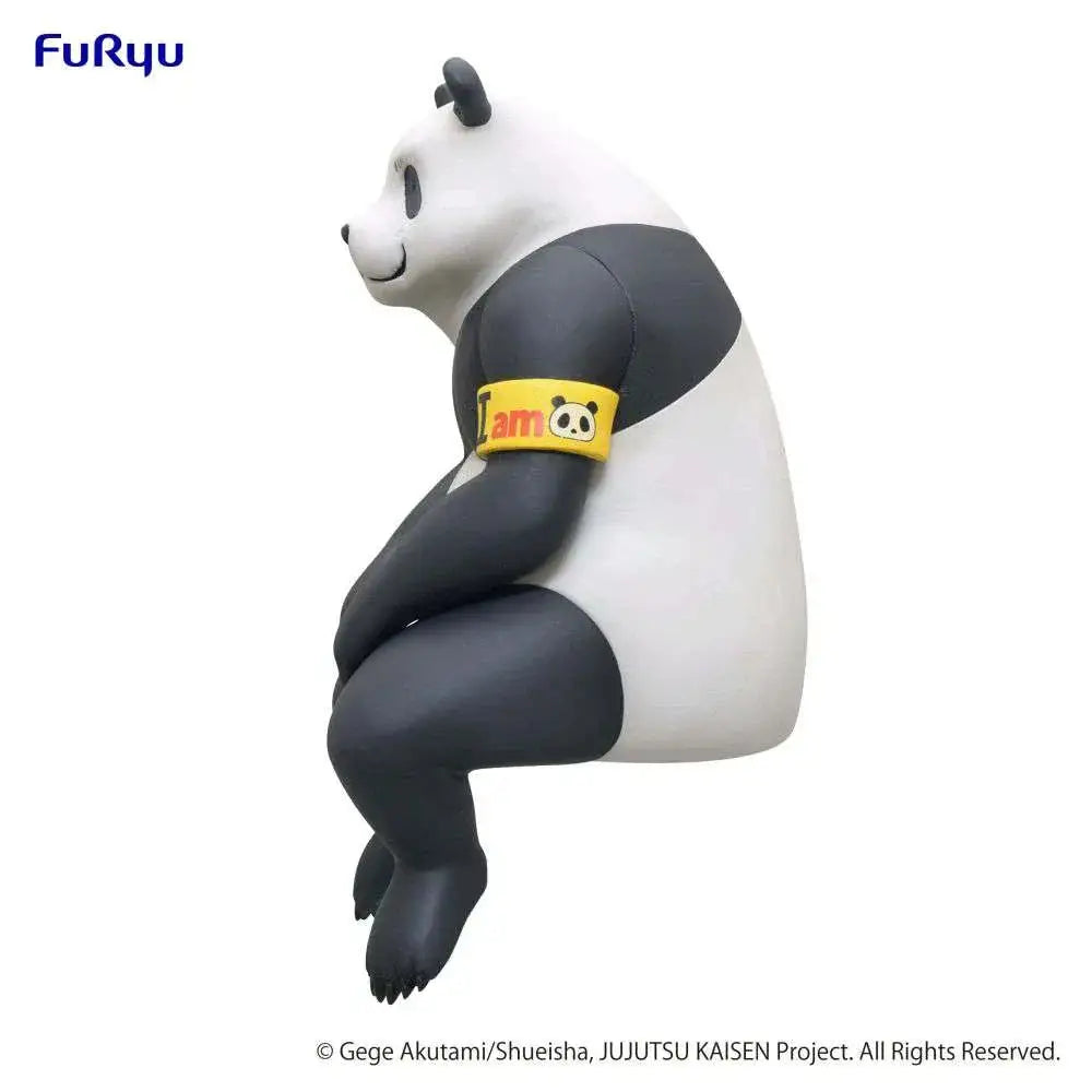Jujutsu Kaisen Panda Noodle Stopper-figur med svartvit panda och gul armband med röd text i am