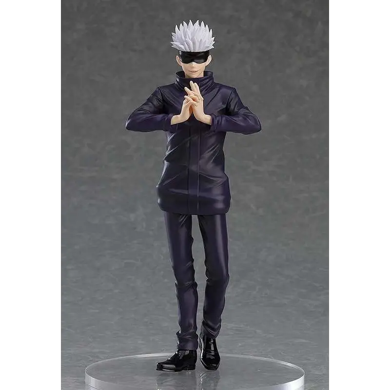 Detaljerad lila Satoru Gojo-figur från Jujutsu Kaisen POP UP PARADE med spikig vit hår och svart ögonmask