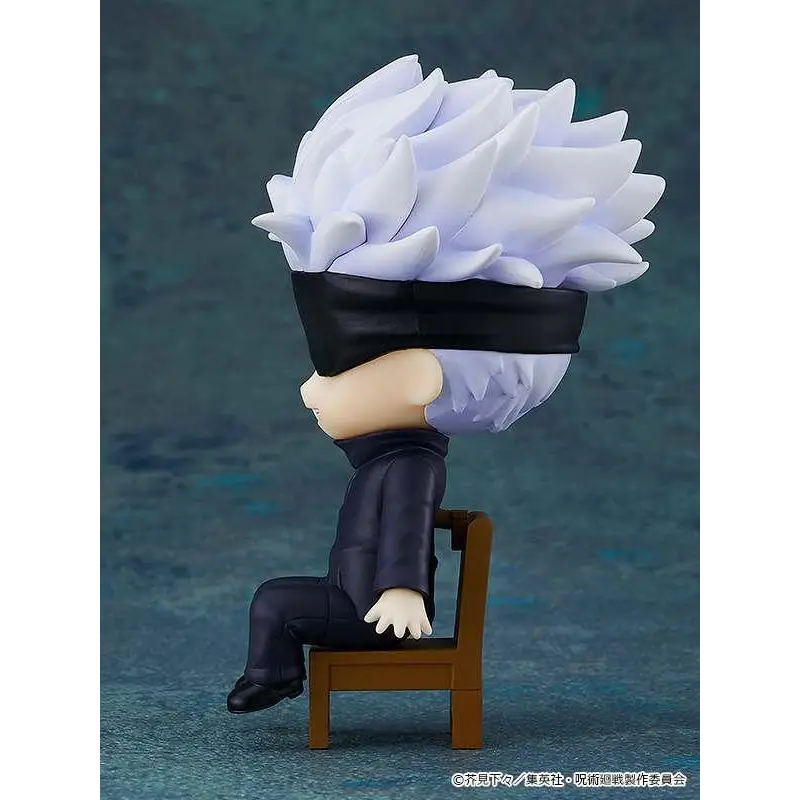 Chibi Satoru Nendoroid Swacchao från Jujutsu Kaisen med spikig vit hår och svart bindel