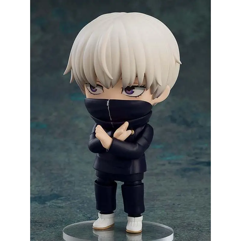 Chibi Jujutsu Kaisen Toge Inumaki Nendoroid-figur med vit hår och lila ögon