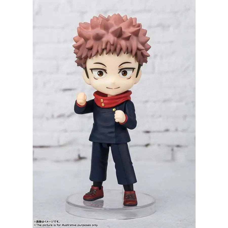 Chibi-figur av Yuji Itadori från Jujutsu Kaisen i marinblå uniform