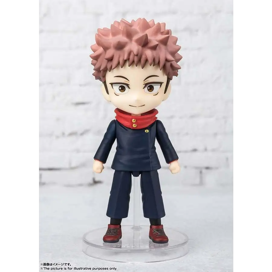 Chibi-figur av Yuji Itadori från Jujutsu Kaisen med spretigt rosa hår
