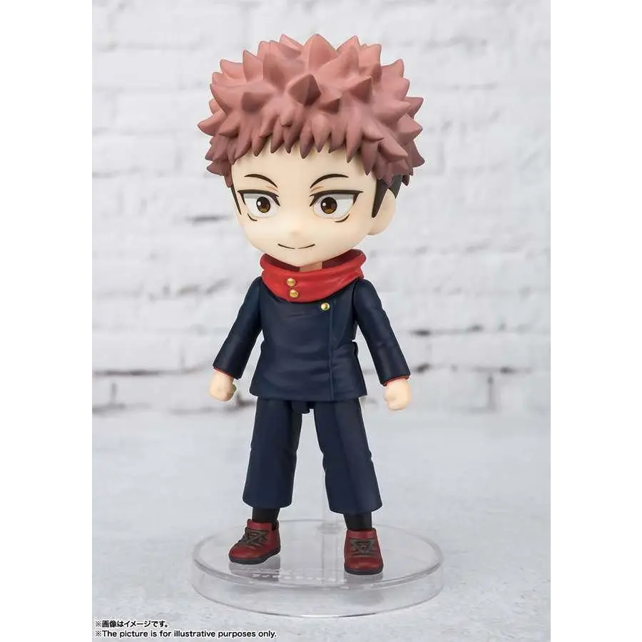 Chibi-figur av Yuji Itadori från Jujutsu Kaisen med spretigt rosa hår
