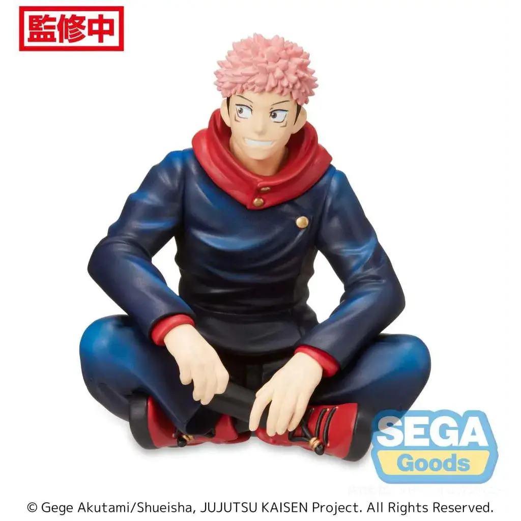Jujutsu Kaisen Yuji Itadori sittande SPM-figur med spikig rosa hår