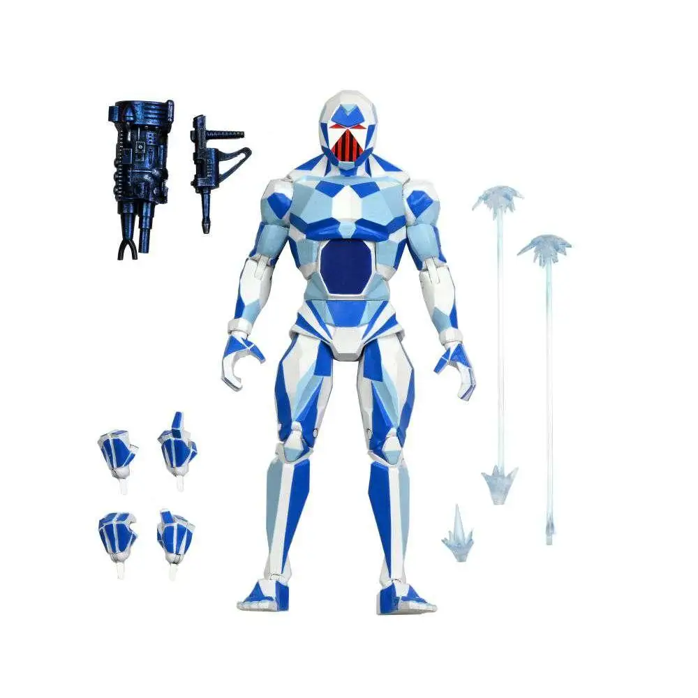 Blå och vit geometriskt mönstrad actionfigur med röd visir i King Features Defenders of the Earth S2 Set (3)