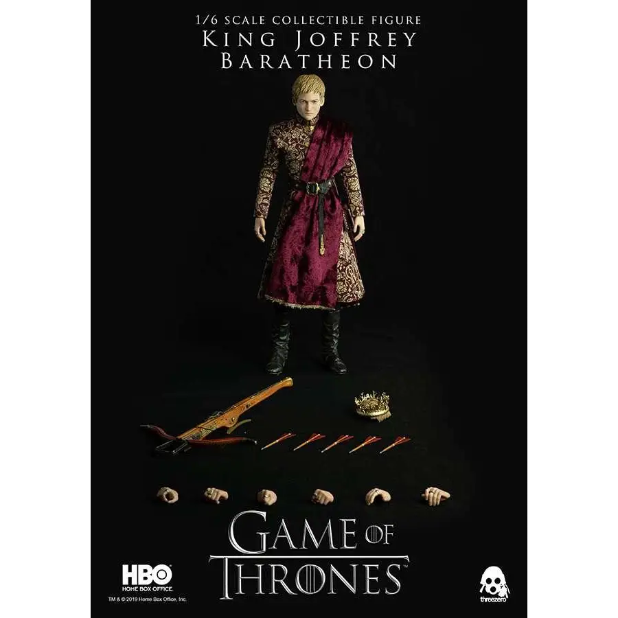 1/6 King Joffrey Baratheon-samlarfigur med pilbåge, krona och tillbehör
