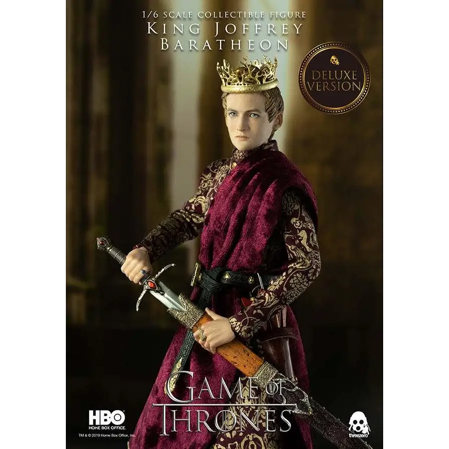 Deluxe 1/6 King Joffrey Baratheon Game of Thrones figur med guldkrön och maroon mantel
