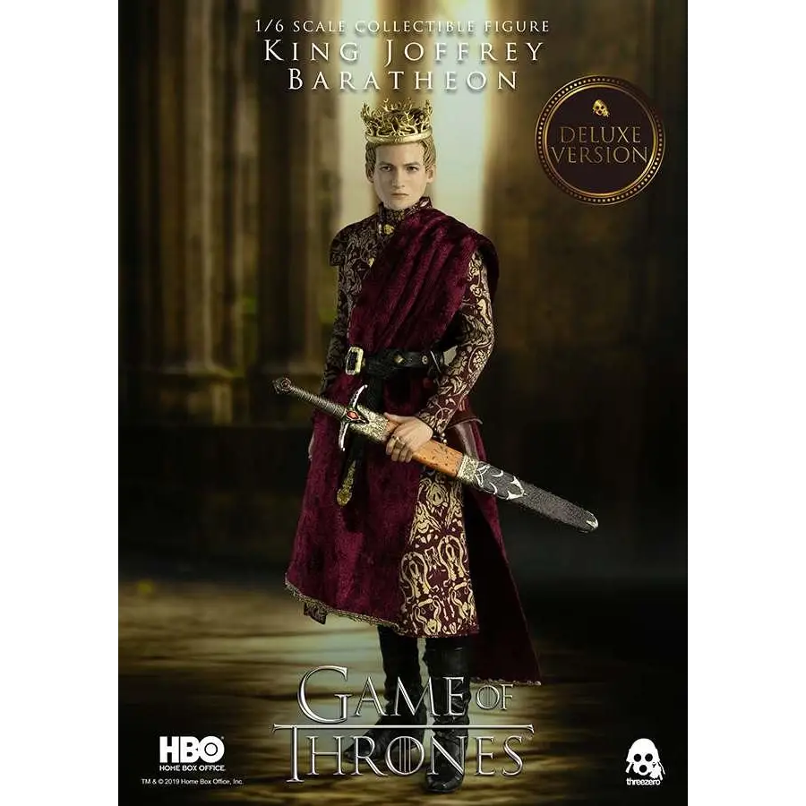 1/6-skala deluxe-actionfigur av kung Joffrey Baratheon från Game of Thrones med guldkrönan