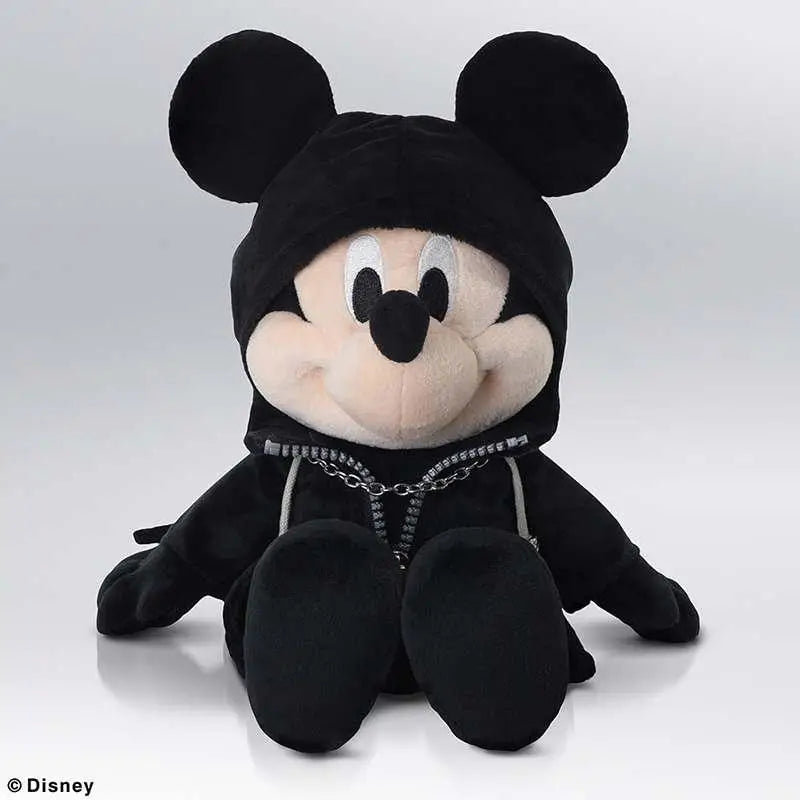 Svart King Mickey plush från Kingdom Hearts med huva och silverkedja