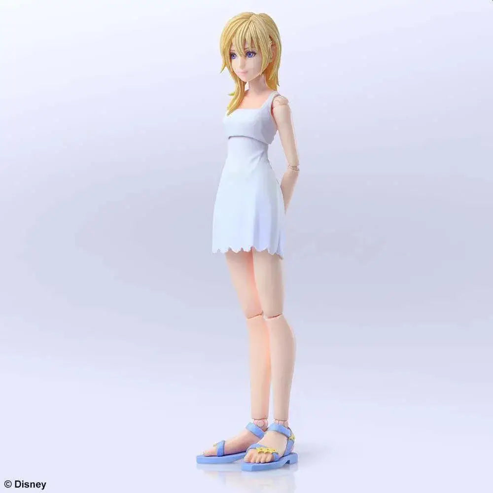 Blond Kingdom Hearts III Naminé Bring Arts-actionfigur i vit klänning och blå sandaler